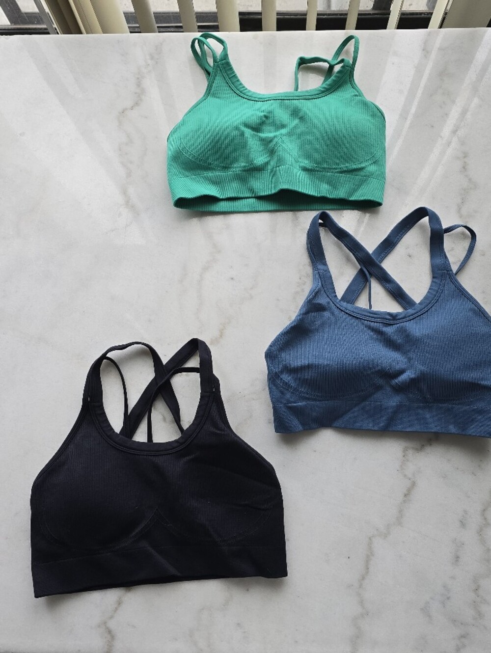 Women’s Ribbed Seamless Bralette - Green, Blue, Black